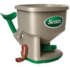 Scotts Whirl Hand-Powered Spreader, portable garden fertilizer and seed spreader with handle and adjusting lever.