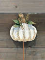 White Metal Pumpkin Decor made by here at Twin Oaks Nursery & Supply