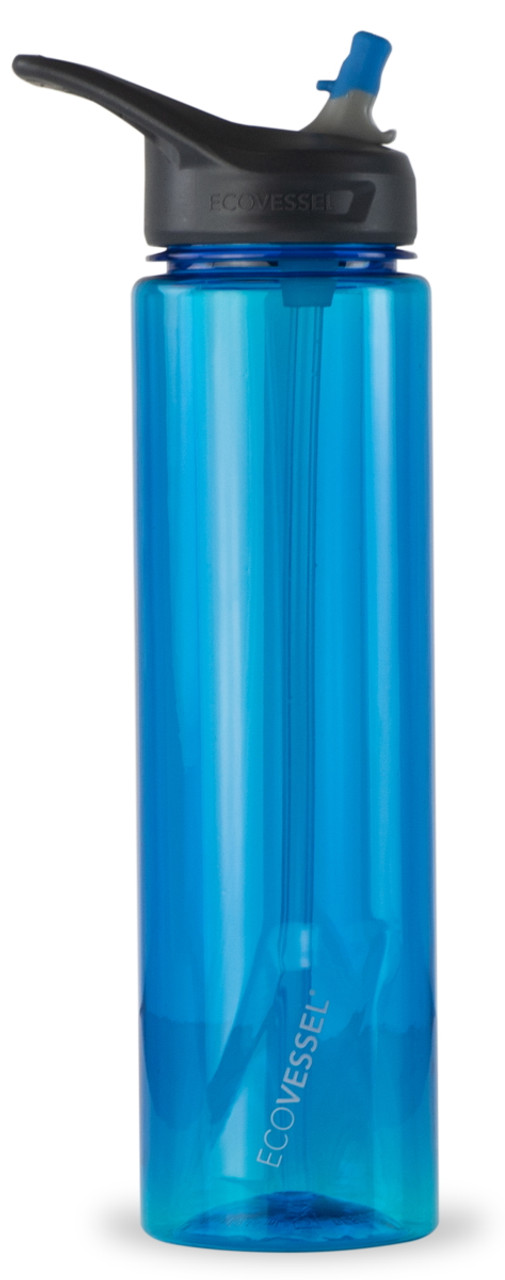 32 oz EcoVessel Wave Sports Water Bottle with Silicone Straw