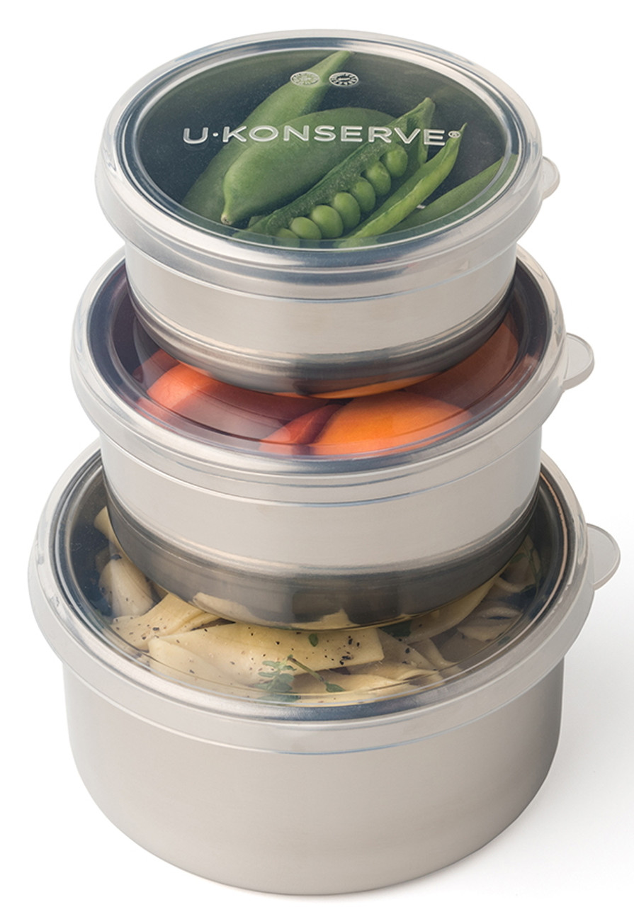 Ukonserve Food Storage Containers with Silicone Lids (Set of 3)