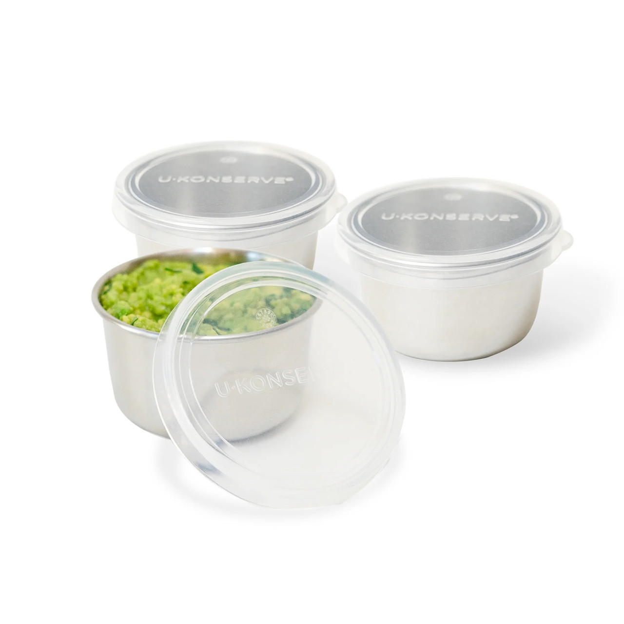 Ukonserve Stainless Steel Dip Containers with Silicone Lid (Set of 3)