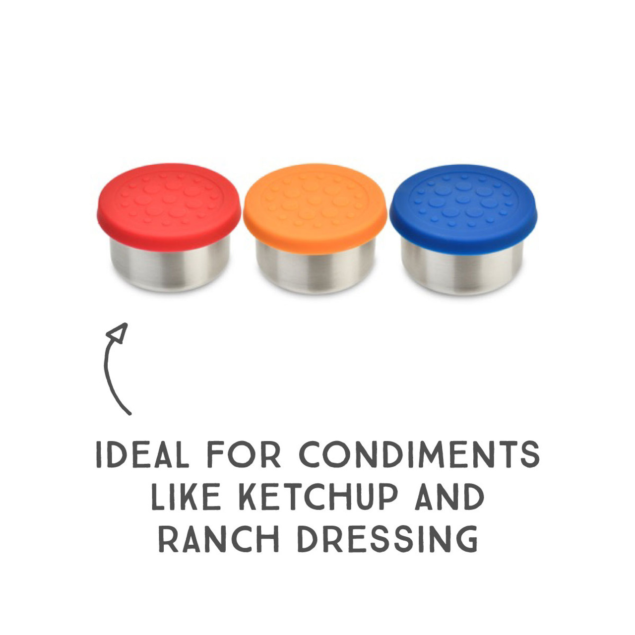 Set of 3 Stainless Steel Condiment Containers