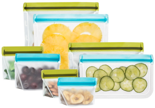 GLAMFIELDS Reusable food Storage Bags - 12 Pack Leakproof Freezer BPA FREE  Bag(4 Reusable Gallon Bags + 4 Reusable Sandwich Bags + 4 Reusable Snack