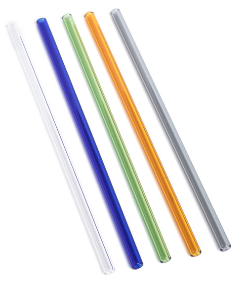 Straw Glass Straws ? Pack of 6 Straight 27 cm Long + Plastic Cleaning Brush ? Dishwasher Safe ? Sustainable ? Glass Drinking Straws for Bottles, Water