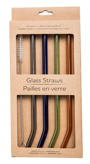 Straw Glass Straws ? Pack of 6 Straight 27 cm Long + Plastic Cleaning Brush ? Dishwasher Safe ? Sustainable ? Glass Drinking Straws for Bottles, Water