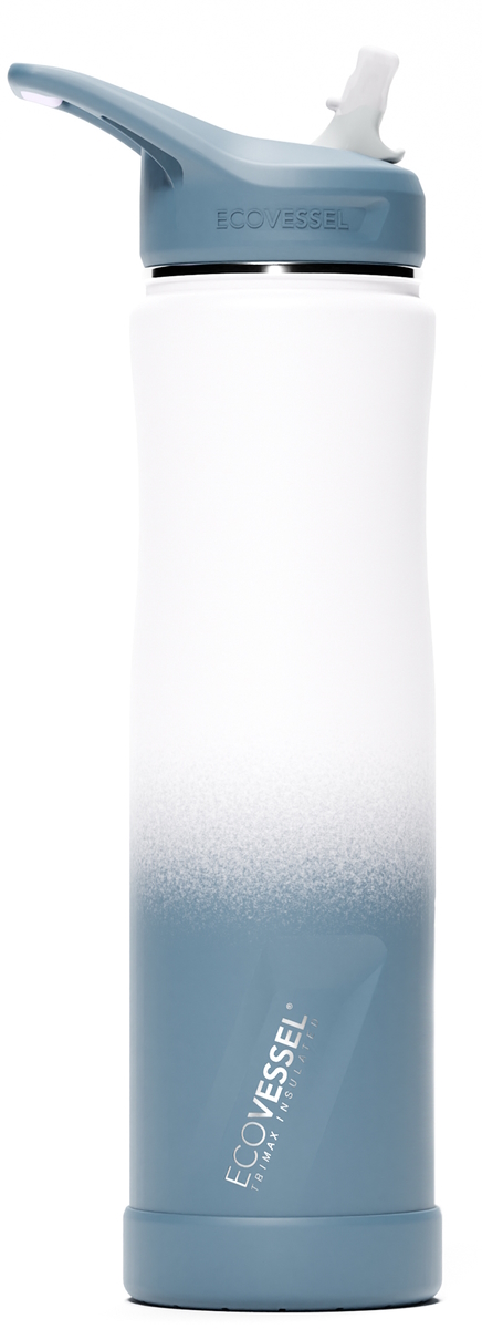 EcoVessel SUMMIT 24 oz Triple Insulated Stainless Steel Water Bottle w/  Flip Straw