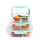 Divided Glass Lunch Container with Plastic Lid