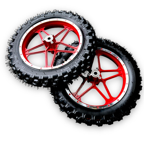 Red 2.50-10 Mini Dirt Bike Wheels Set With Tyres