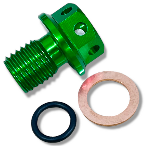 Drilled Green CNC Magnetic Supermoto Pit Bike Sump Plug