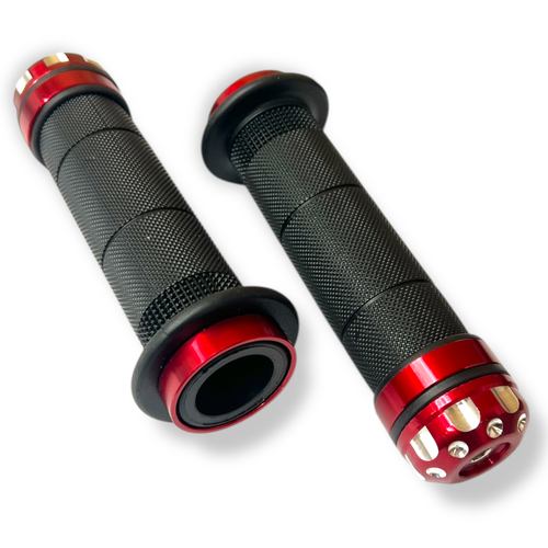 Red ATV Diamond Quad Bike Grips With Bar Ends