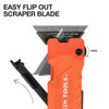 Klein Tools FLICKBLADE™ 2-in-1 Utility Knife and Scraper Blade flips out easily