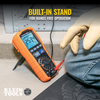 Klein Tools ET600 Insulation Resistance Tester Megohmmeter built in stand infographic
