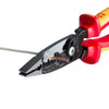 KNIPEX 8" 1000V Insulated Forged Wire Stripper stripping white braided wire