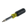 Klein Tools 32527 Multi-Bit Screwdriver, 11-in-1 Nut Driver angle view with schrader tip