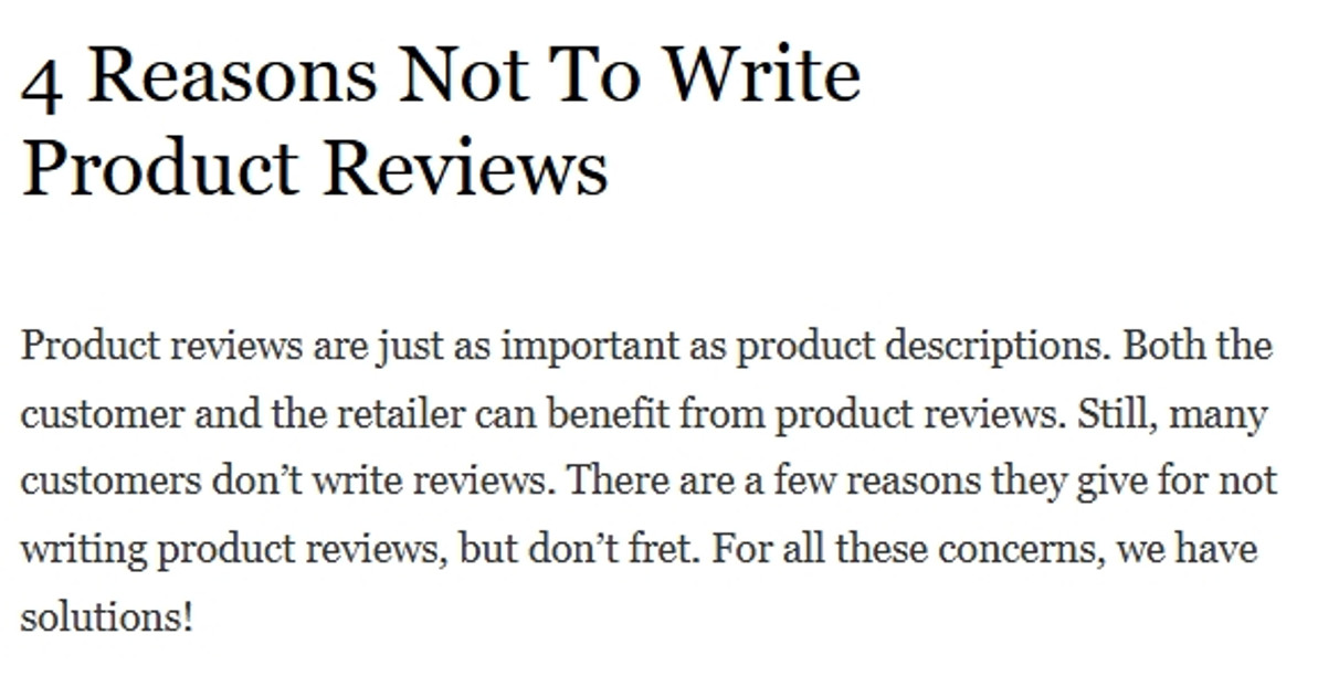 4 Reasons Not To Write Product Reviews