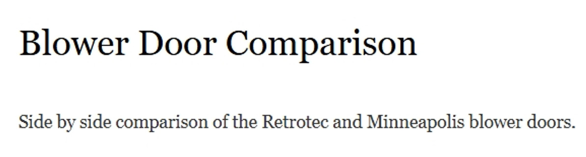 Blower Door Comparison