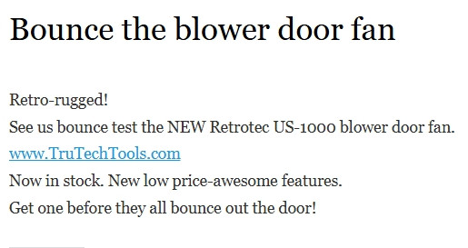 Bounce the blower door fan