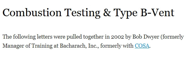 Combustion Testing & Type B-Vent