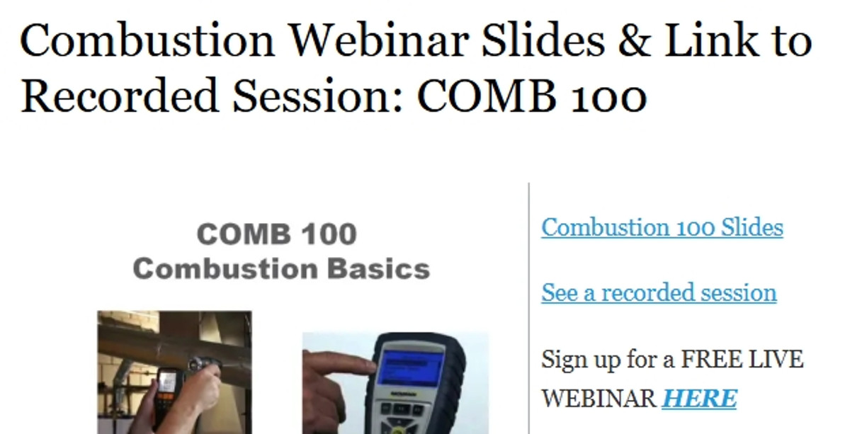Combustion Webinar Slides & Link to Recorded Session: COMB 100