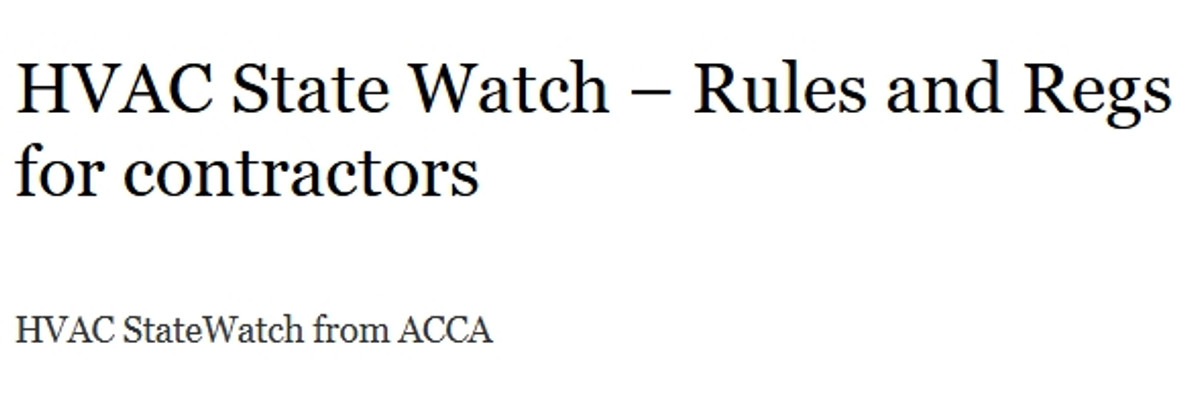 HVAC State Watch – Rules and Regs for Contractors