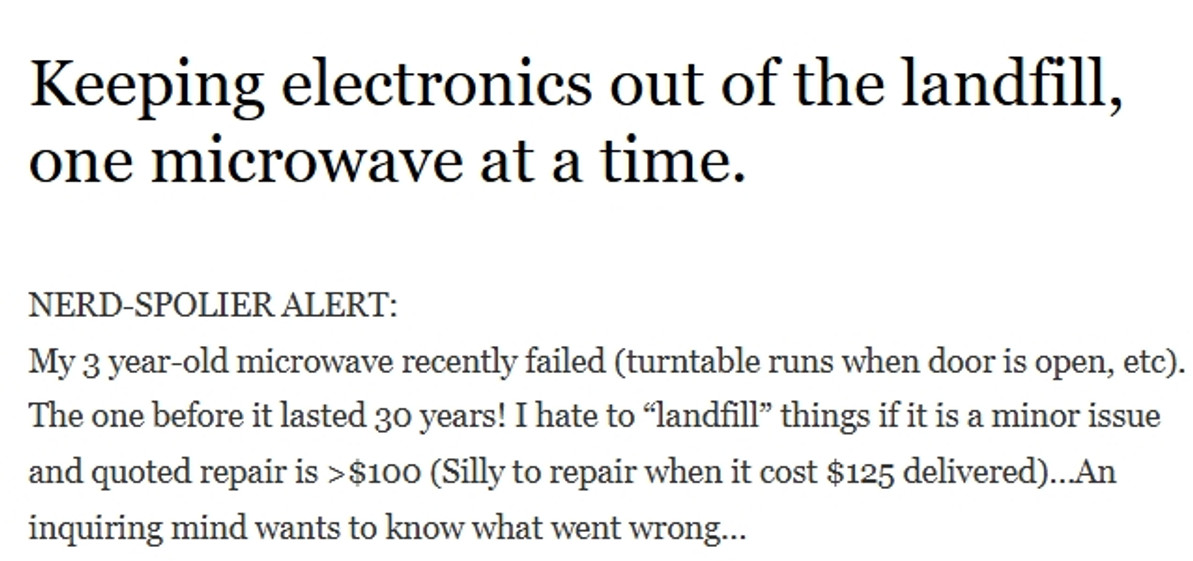 Keeping electronics out of the landfill, one microwave at a time.