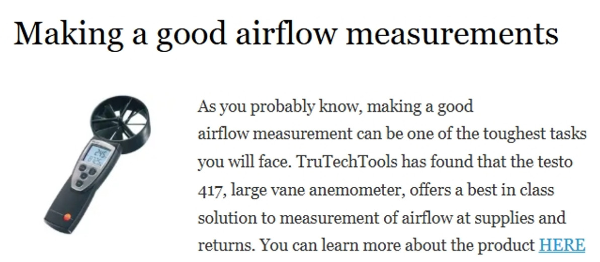 Making a good airflow measurements