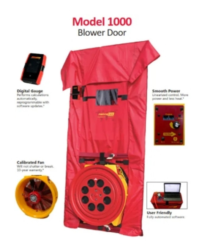NEW SPEC on RETROTEC US-1000 Blower door featuring a Touchscreen Digital Manometer