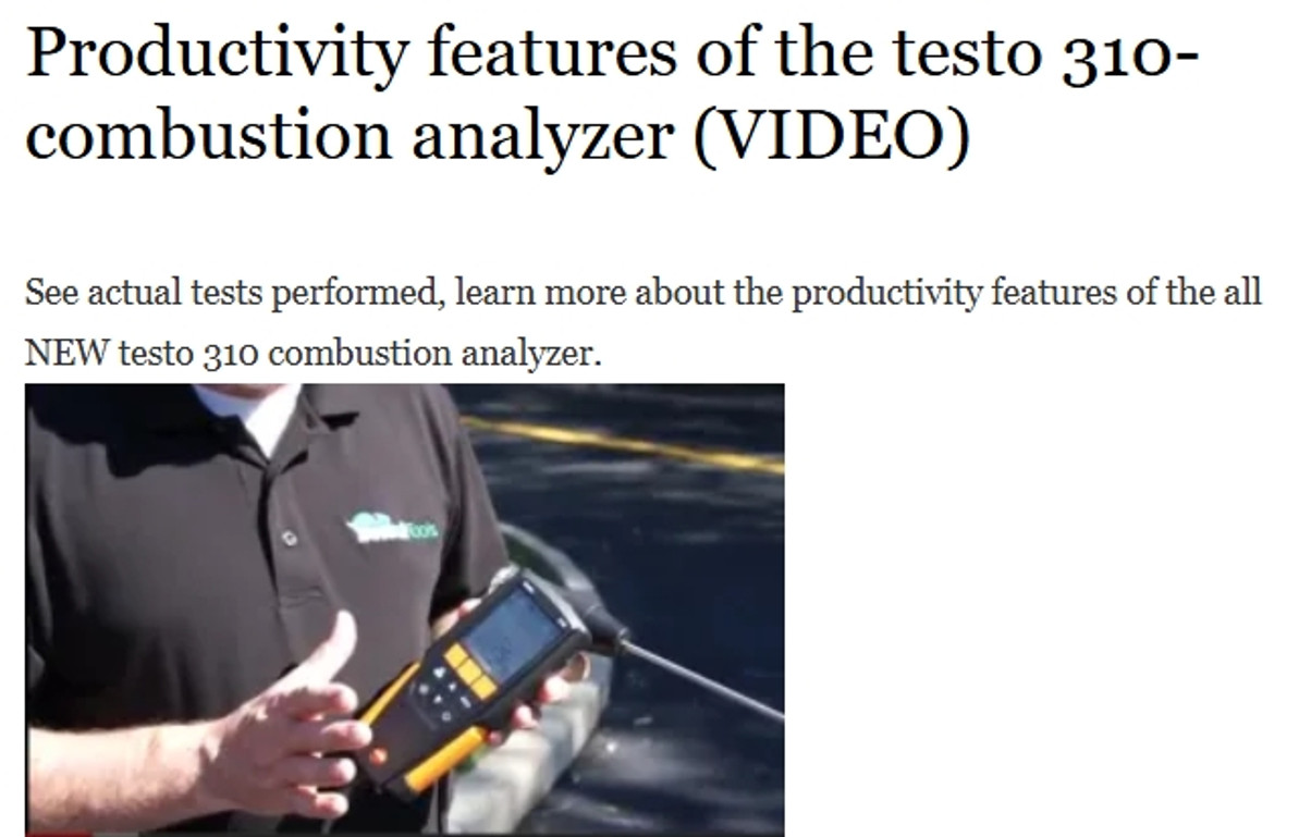 Productivity features of the testo 310-combustion analyzer (VIDEO)