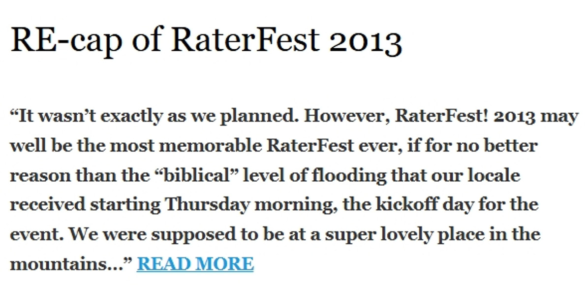 RE-cap of RaterFest 2013