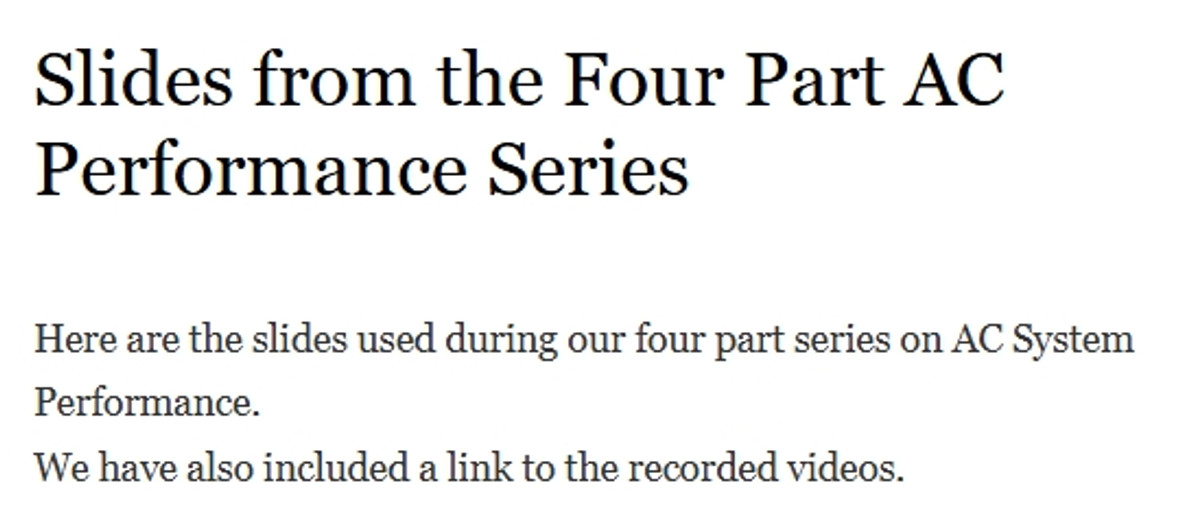 Slides from the Four Part AC Performance Series