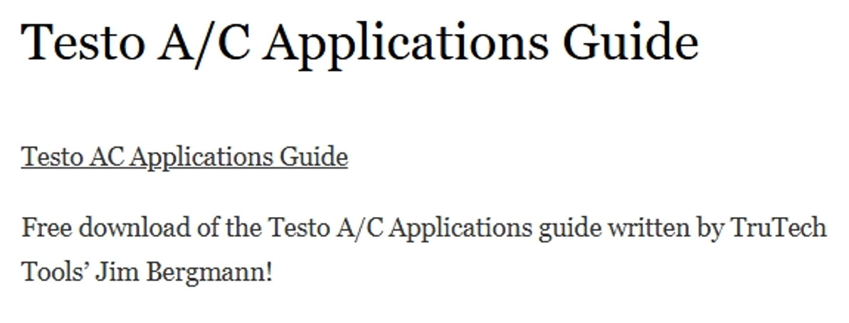 Testo A/C Applications Guide