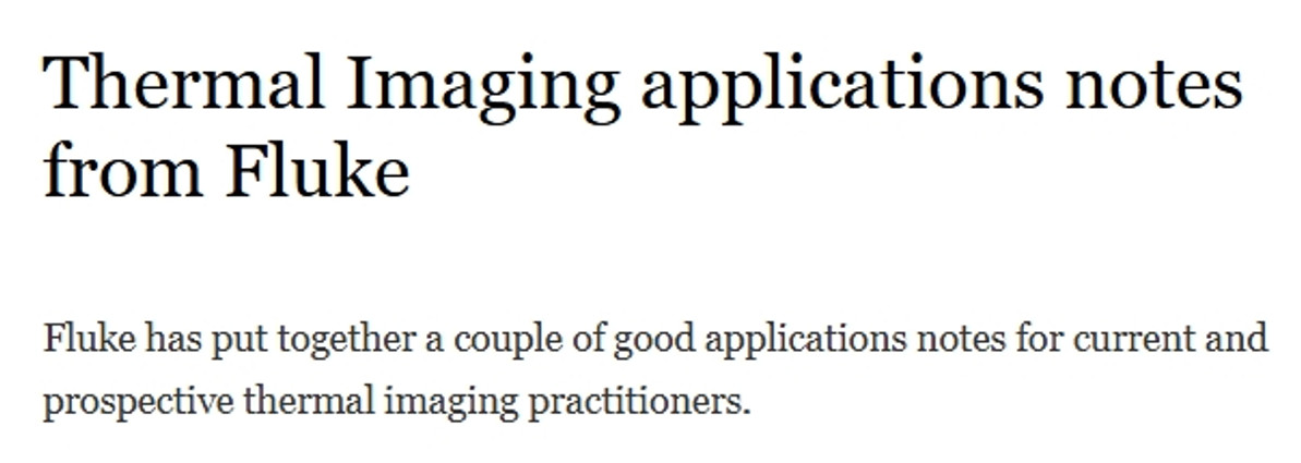 Thermal Imaging applications notes from Fluke