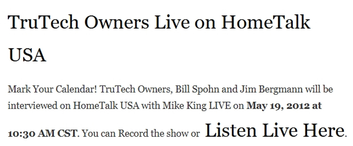 TruTech Owners Live on HomeTalk USA