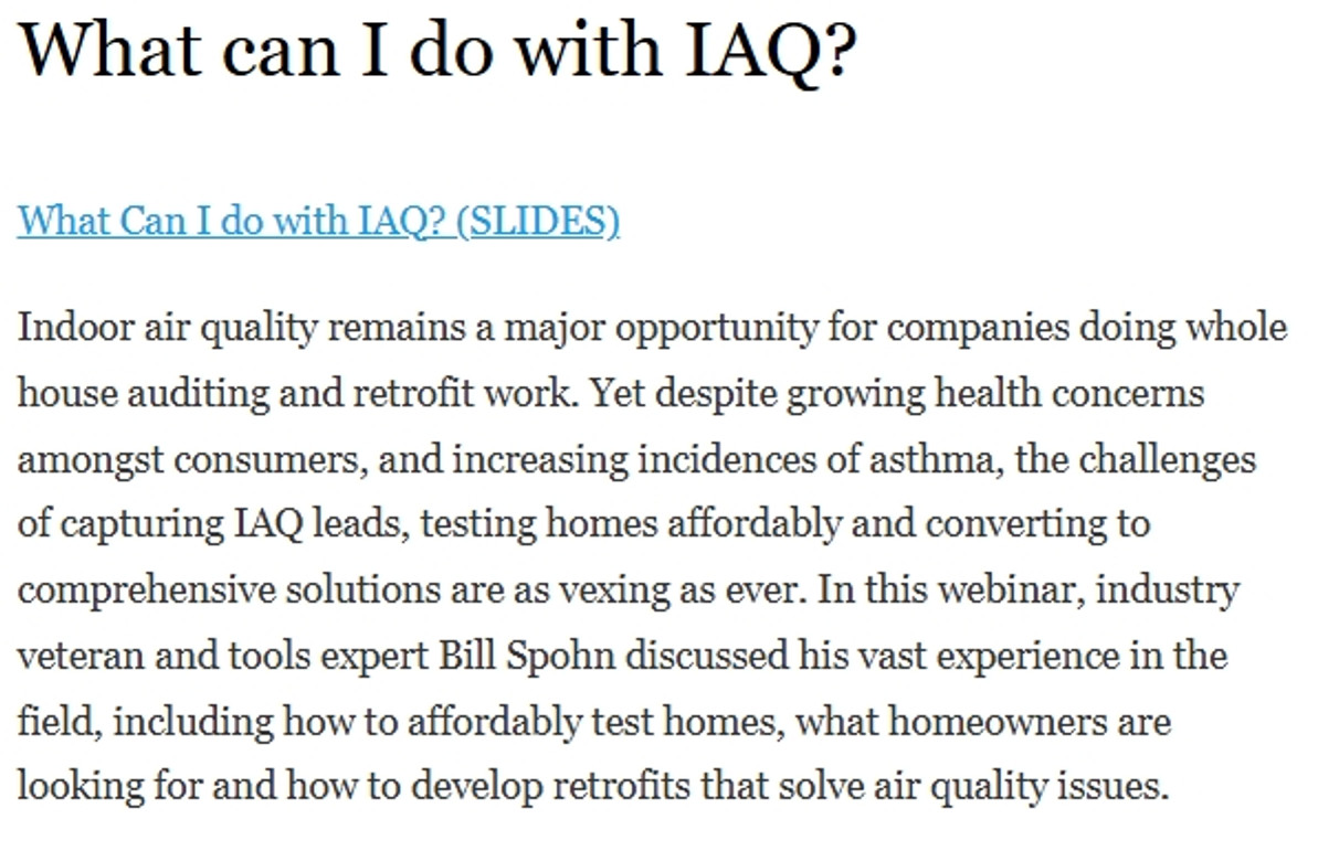 What can I do with IAQ?
