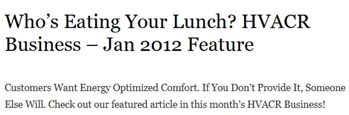 Who's Eating Your Lunch? HVACR Business – Jan 2012 Feature