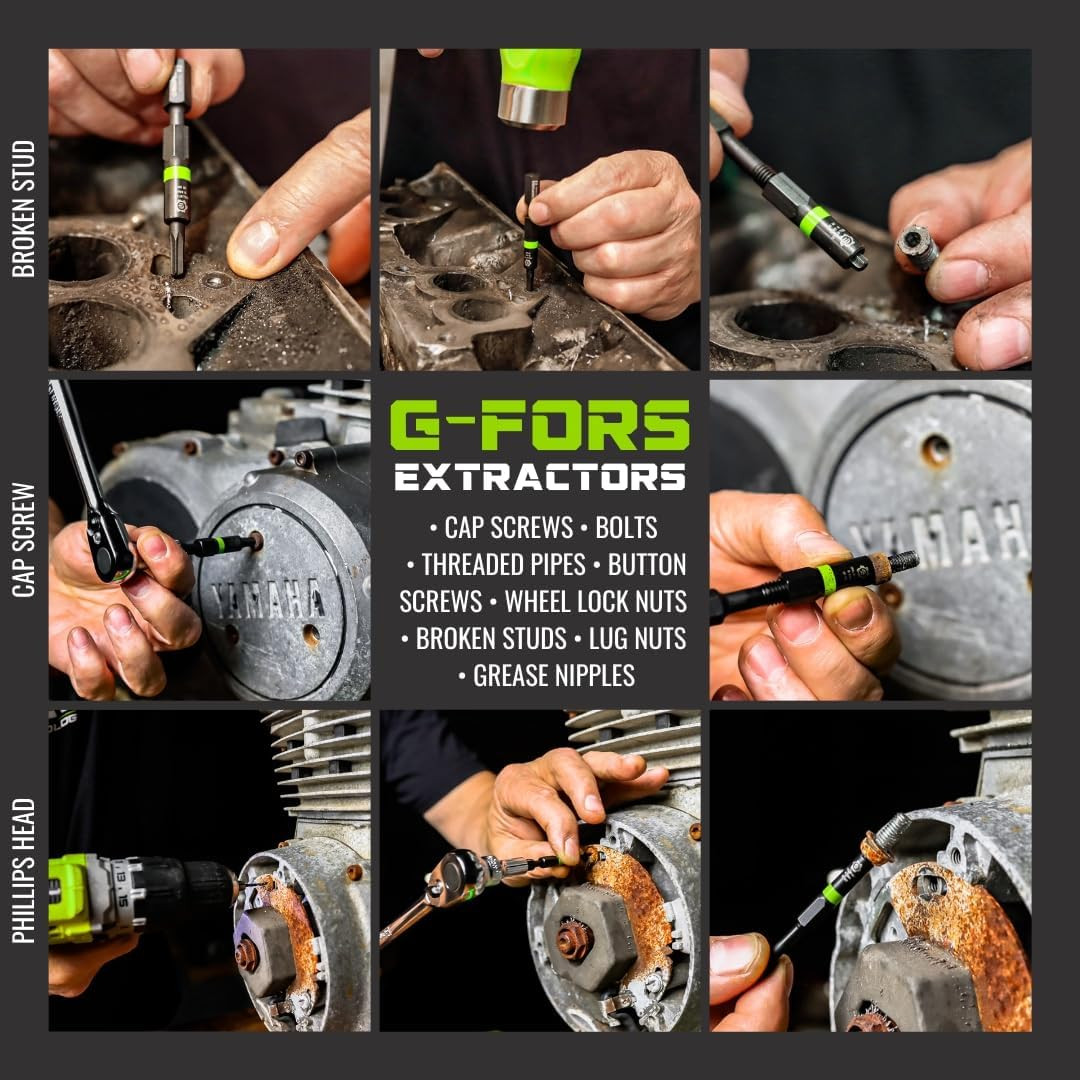 GripEdge G-FORS Broken Bolt Extractor Set - 14PC Foreign Object