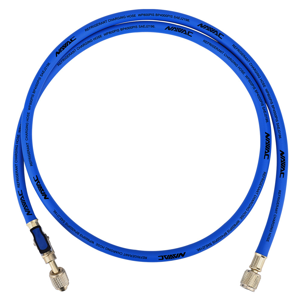 NAVAC NH5CB 1/4" Ball Valve Refrigerant Charging Hose 5ft Blue