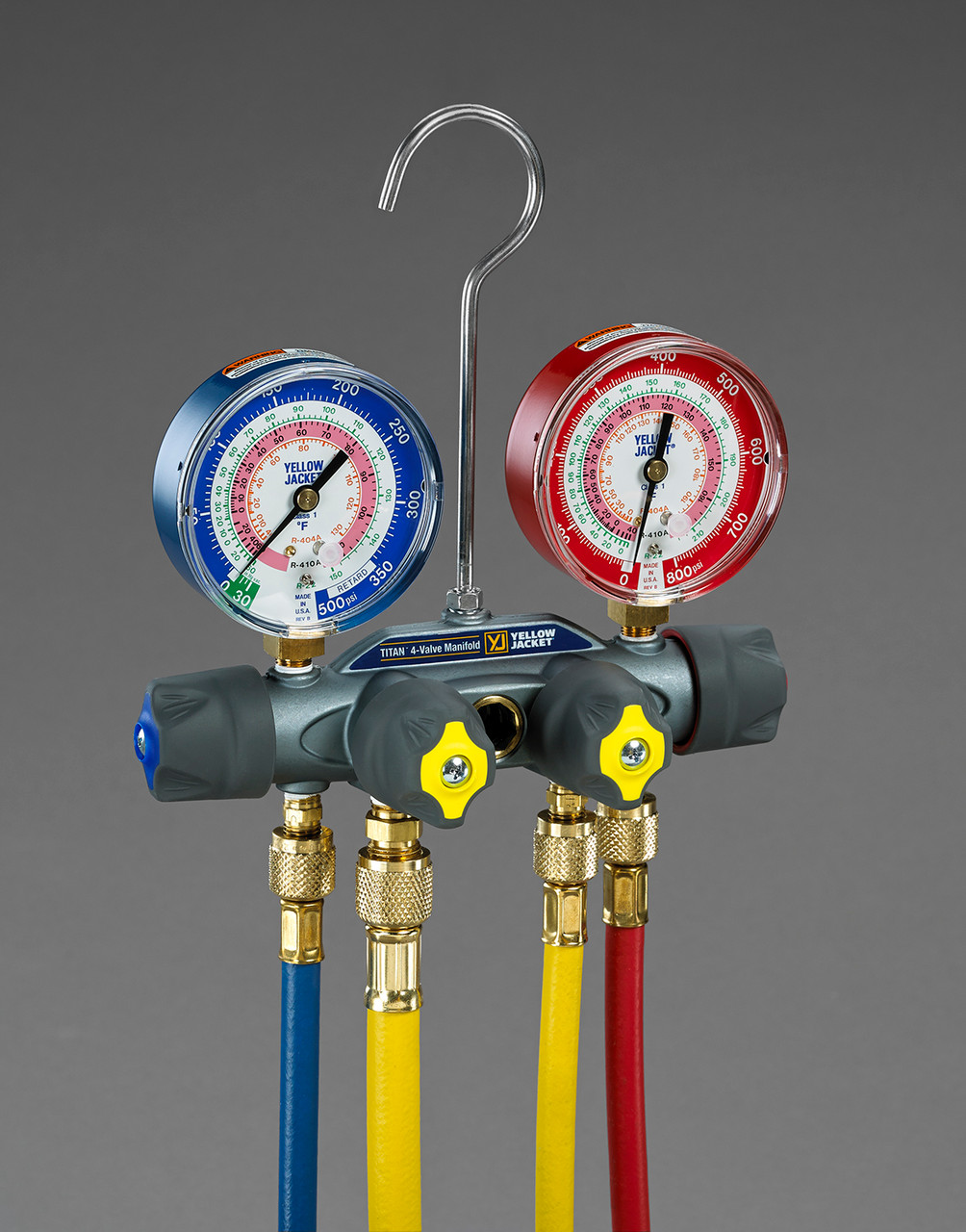Yellow Jacket 49935 TITAN 4-Valve Test and Charging Manifold 3-1/8