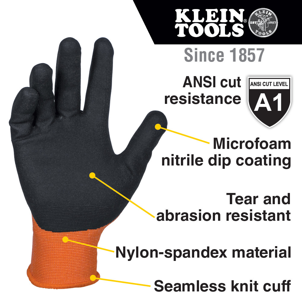 Klein Tools 60581 Knit Dipped Touchscreen Gloves Cut Level A1 - 2