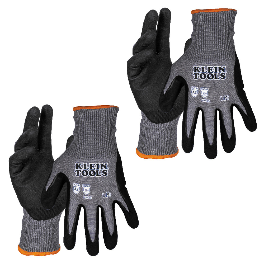 Klein 60585 Large Knit Dipped Work Gloves Cut Level A2 Touchscreen
