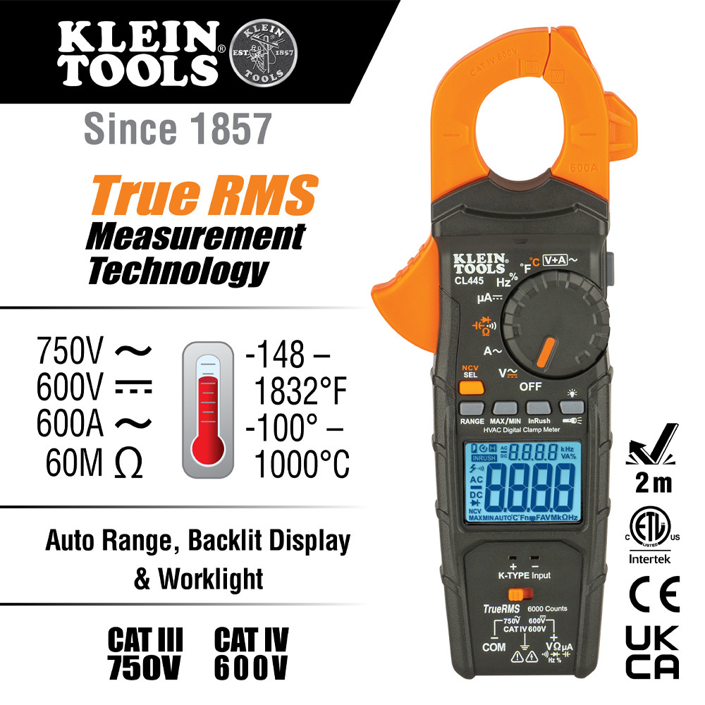 Klein Tools CL445 HVAC Digital Clamp Meter