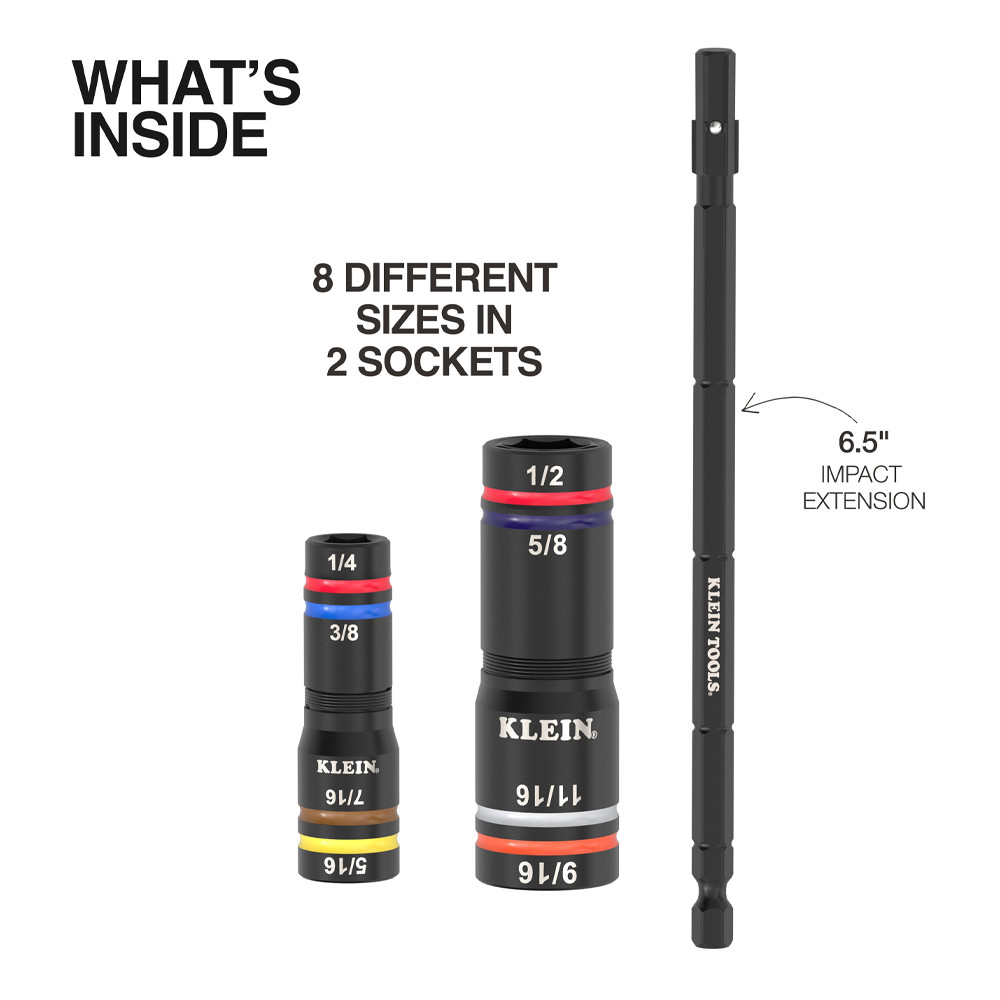 Klein Tools Quad-8 Deep-Well Heavy-Duty Impact Flip Socket Set 3