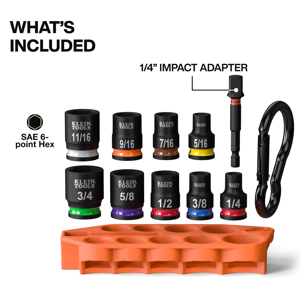 Klein Tools Grab-And-Go Impact Socket Hex Driver Set with Clip-On