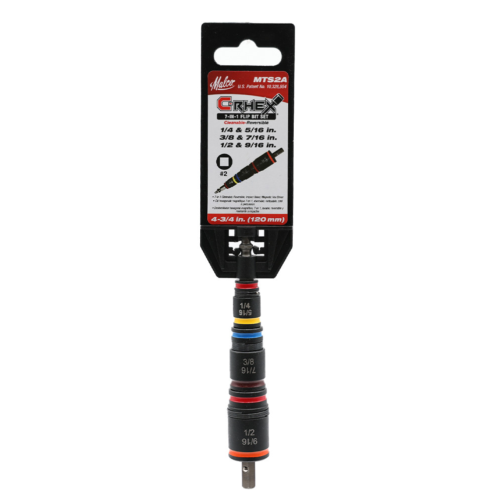 Malco MTS2A 7-in-1 C-RHEX Flip Bit Hex Sockets, 1/4