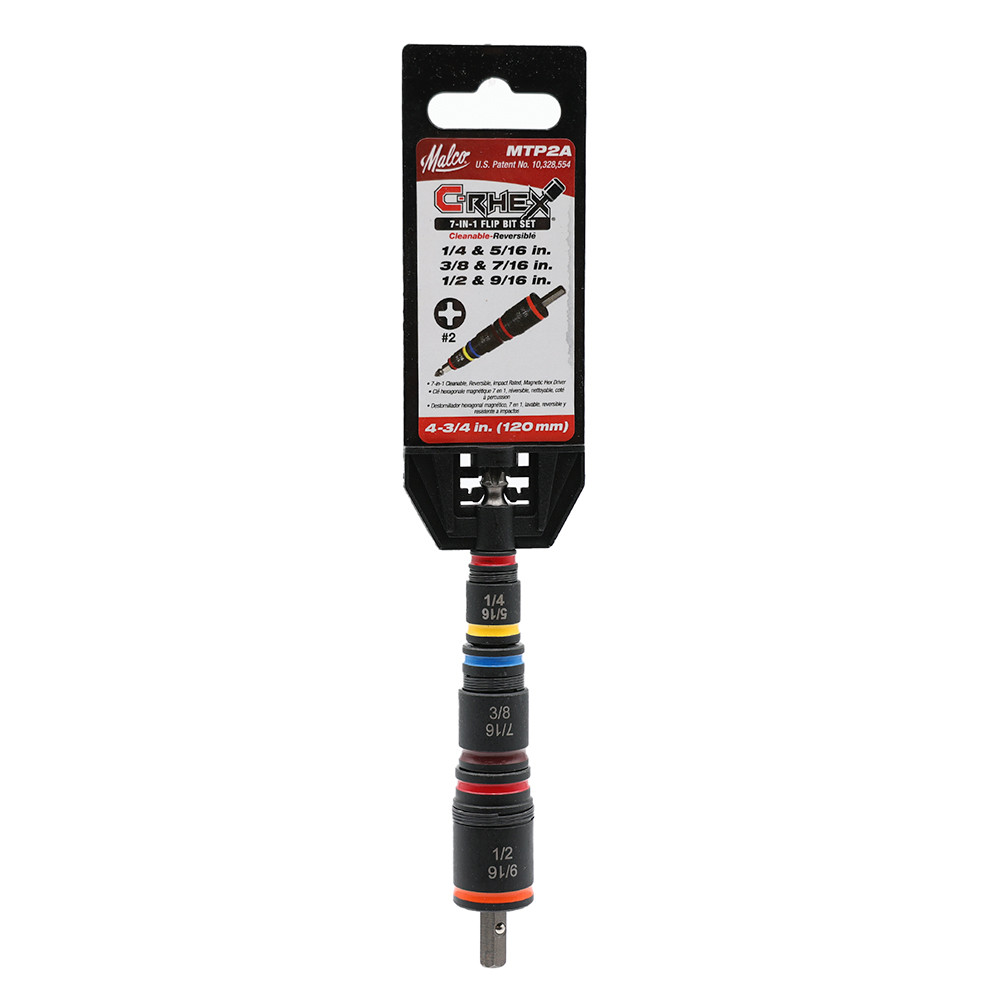 Malco MTP2A 7-in-1 C-RHEX Flip Bit Hex Sockets, 1/4