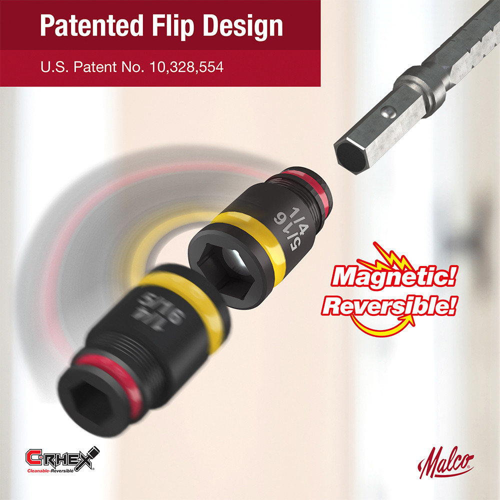 Malco MTP2A 7-in-1 C-RHEX Flip Bit Hex Sockets, 1/4