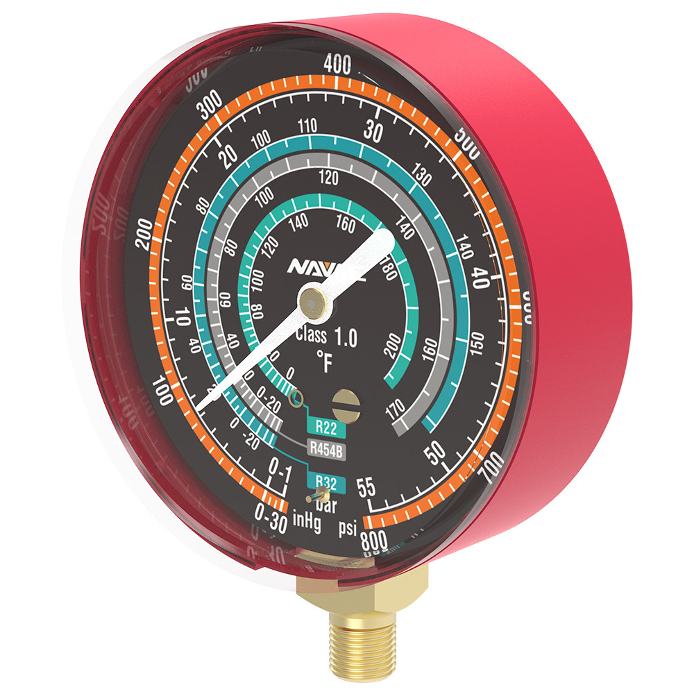 NAVAC NMH13H Manifold Gauge Head High Side for R32, R454B, and R22 ...