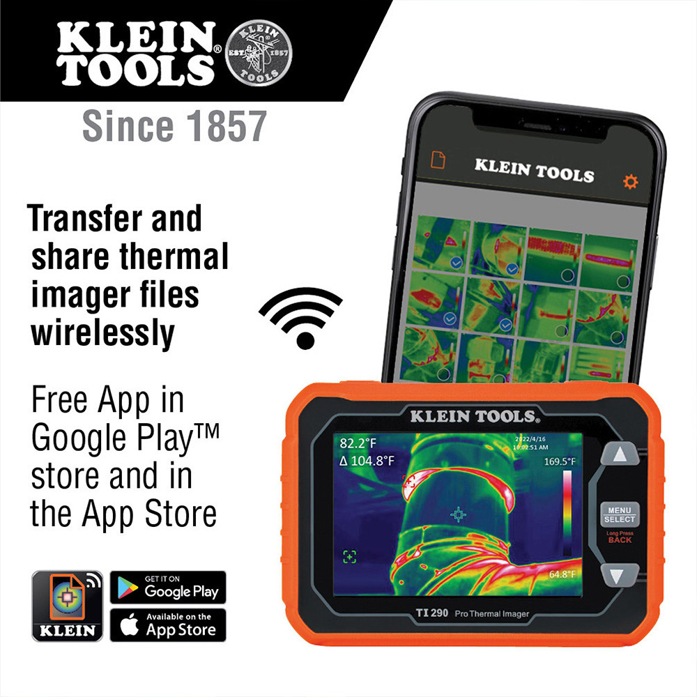 Klein Tools TI290 Rechargeable Pro Thermal Imaging Camera, Wi-Fi Data ...