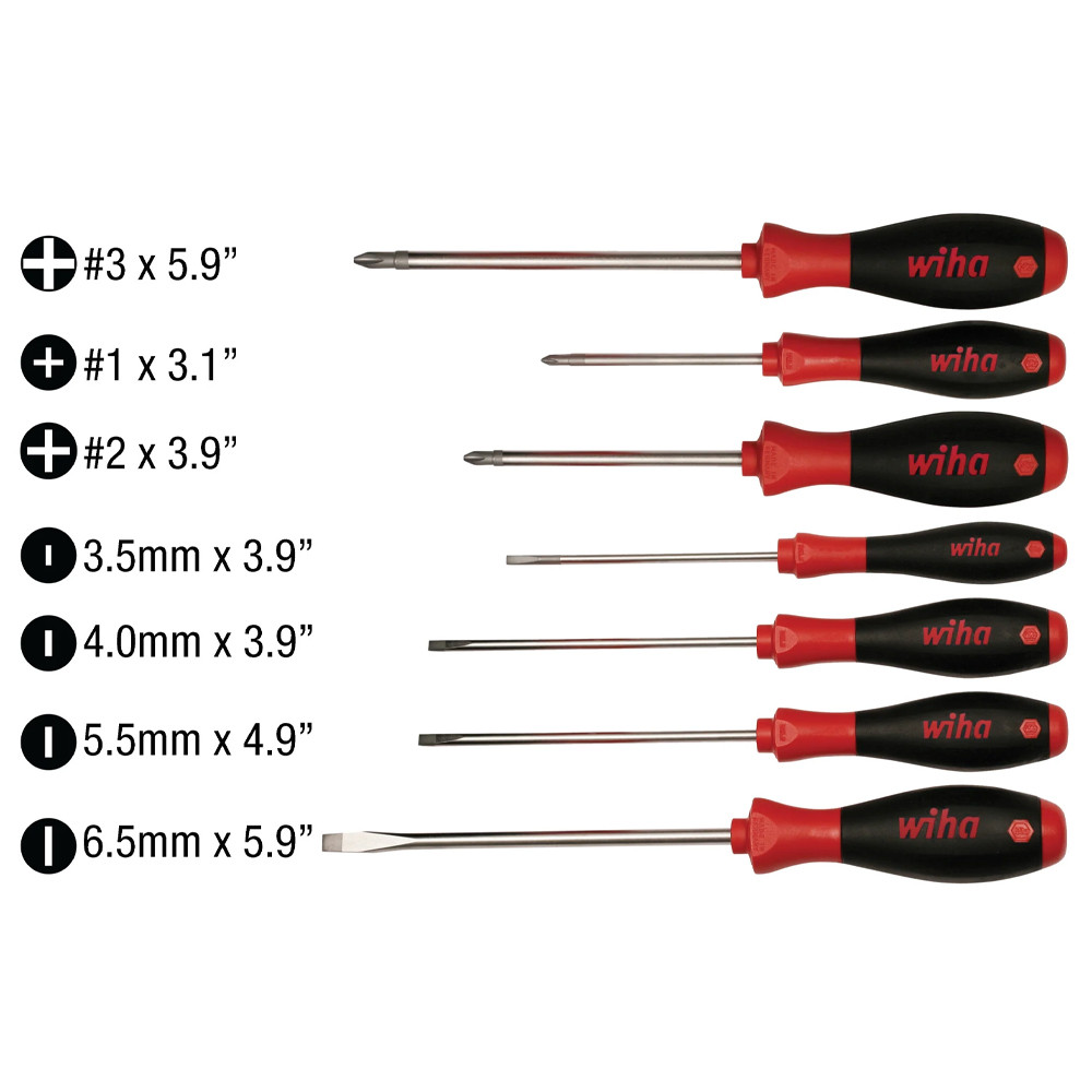 Wiha 30278 SoftFinish Screwdriver Slotted and Phillips 7 Piece Set