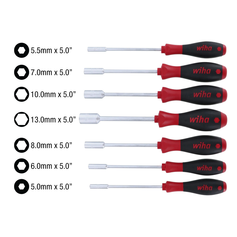 Wiha 34194 SoftFinish Metric Nut Driver 7 Piece Set